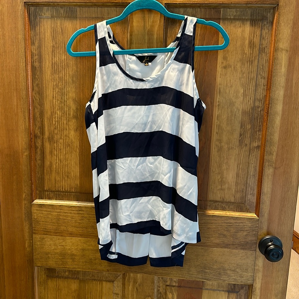 Navy and White Tank